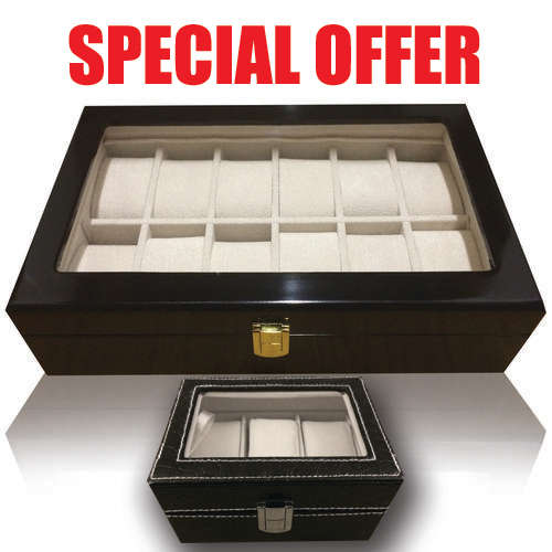 Wooden watch box (holds 12 watches) BLACK