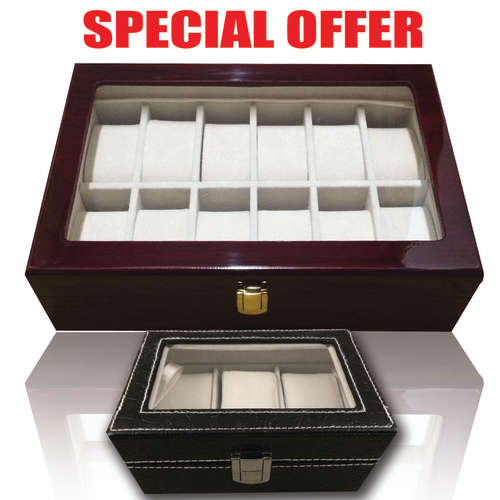 Wooden watch box (Holds 12 watches) Brown