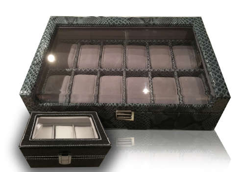 Snake skin style watch box 12 holder + FREE 3 holder
