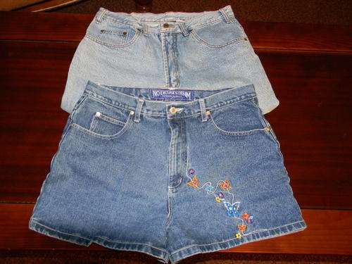 2 Women denim shorts size 32.One is marked 15/16. In good condition. Postage R45.00