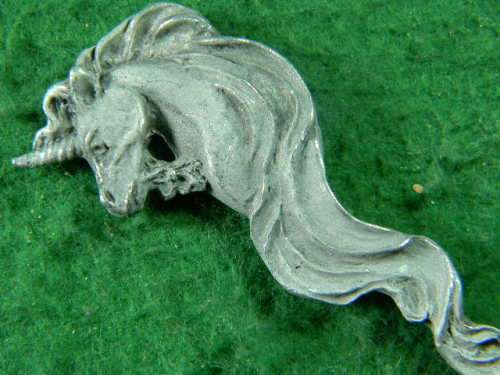 Unicorn  pewter spoon marked M oBs   as per pictures