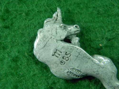 Unicorn  pewter spoon marked M oBs   as per pictures