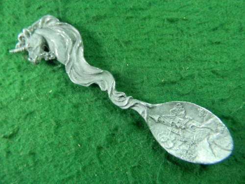 Unicorn  pewter spoon marked M oBs   as per pictures
