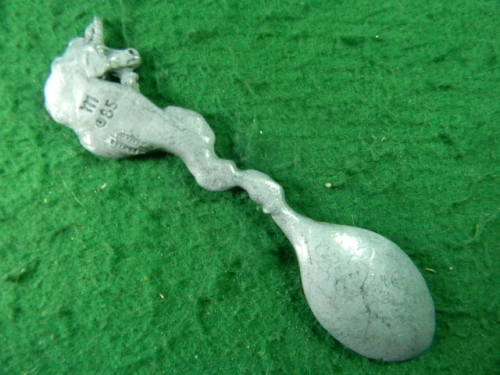Unicorn  pewter spoon marked M oBs   as per pictures