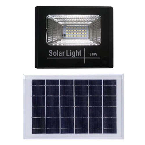 2 x 30w Flood Lights with Solar Panels and Remotes