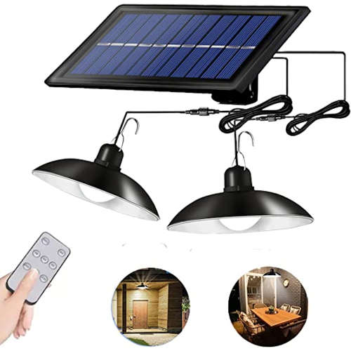 2 x 20w Hanging Solar Lights for Indoor / Outdoor Use with Remote Controls