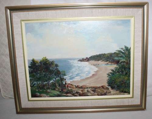 Oil on Board Sea Scene E.M.Taylor-'Rams Gate"-1962-Frame-410x510mm.