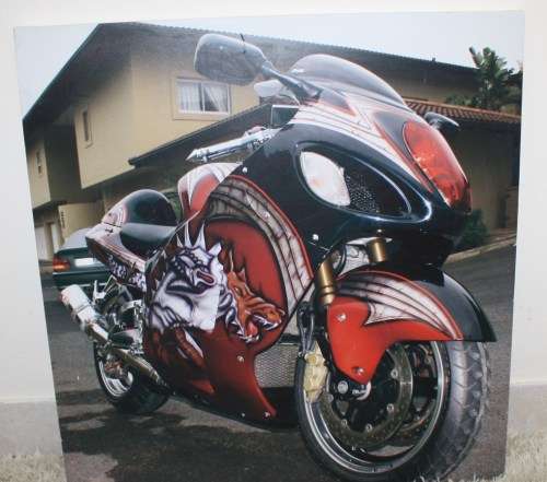 Suzuki Hayabusa Custom Bike- Photo on Vinyl- Block Framed-60x63cm.