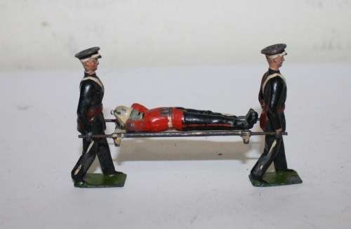 Vintage Lead Soldiers-Medics with Stretcher and Soldier-Made in England