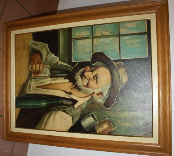 "Happy" Old Man on Board...Artist...Lurtis..49x69cm