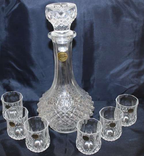 Cristal d'Arques-Condial-Set-Decanter and Glasses-Never Used-Boxed-As per photos