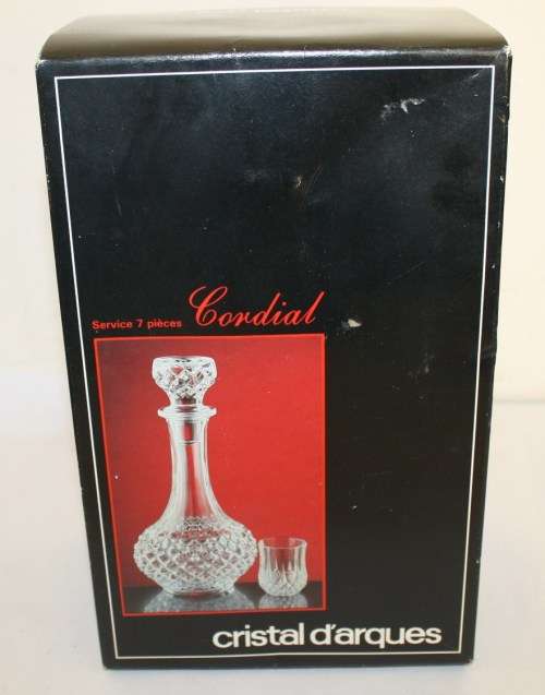 Cristal d'Arques-Condial-Set-Decanter and Glasses-Never Used-Boxed-As per photos