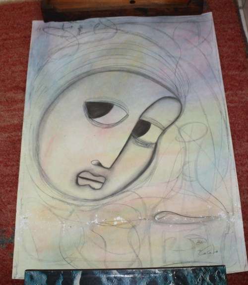 Ben Macala-Abstract Figure-Not Framed-See Damage as per photo-86x60cm