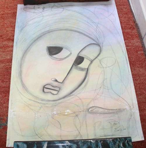 Ben Macala-Abstract Figure-Not Framed-See Damage as per photo-86x60cm