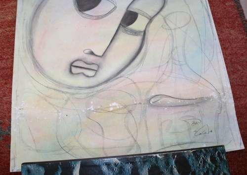 Ben Macala-Abstract Figure-Not Framed-See Damage as per photo-86x60cm