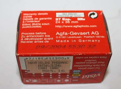 Agfa Vista 27 Exp 35mm Film-Dated-09/2004-Sealed Box