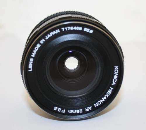 KONICA HEXANON AR 28mm f3.5 Lens...Including Filter(Vivitar Skylight) and Caps.