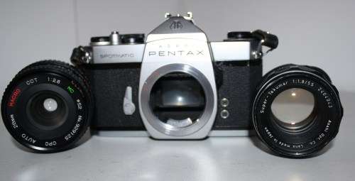 Pentax Spotmatic**SP**Super-Takumar 1:1.8\55 M-42 Screw Lens plus 28mm Macro1:2.8 CPC Lens