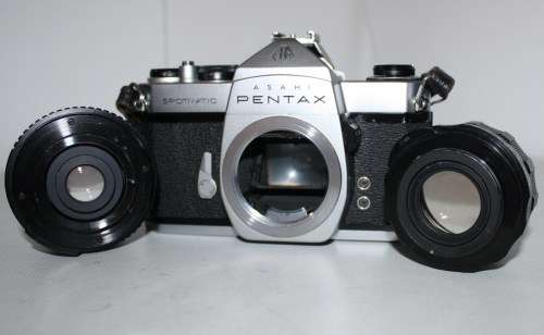 Pentax Spotmatic**SP**Super-Takumar 1:1.8\55 M-42 Screw Lens plus 28mm Macro1:2.8 CPC Lens