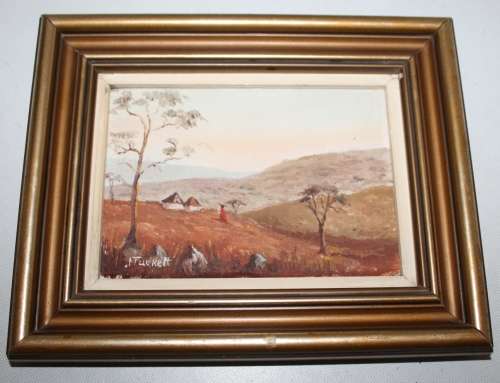 **Oil on Board**Lovely "Rural" Scene...Signed...I.Tuokelt..Frame-22x17.5cm