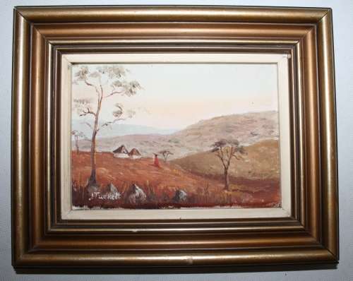 **Oil on Board**Lovely "Rural" Scene...Signed...I.Tuokelt..Frame-22x17.5cm