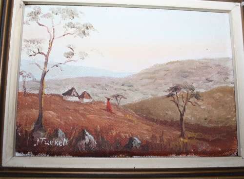 **Oil on Board**Lovely "Rural" Scene...Signed...I.Tuokelt..Frame-22x17.5cm