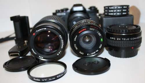 **Ricoh KR-10x**Cosina 50mm 1:2Lens..Including Winder,Lenses etc Excellent Condition-As per Photos