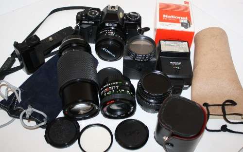 **Ricoh KR-10x**Cosina 50mm 1:2Lens..Including Winder,Lenses etc Excellent Condition-As per Photos