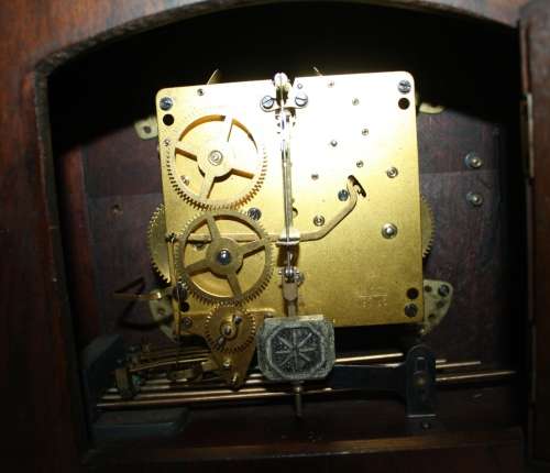 **Mantel Clock**Beautiful Wood Mantel Clock..37cm Wide..22.5cm High' Beautiful Chimes