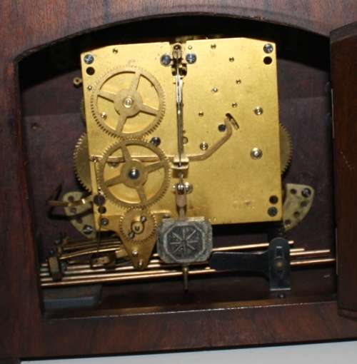 **Mantel Clock**Beautiful Wood Mantel Clock..37cm Wide..22.5cm High' Beautiful Chimes