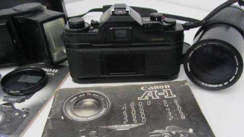 **Canon A-1** Canon FD 50mm 1:1.8 Lens...Including Canon Zoom FD 70-200mm1:4 Lens plus Flash.