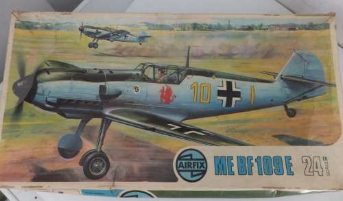 **Airfix** Messerschmitt BF 109E-24th Scale-Parts Sealed-Box Shows "Old" Model.