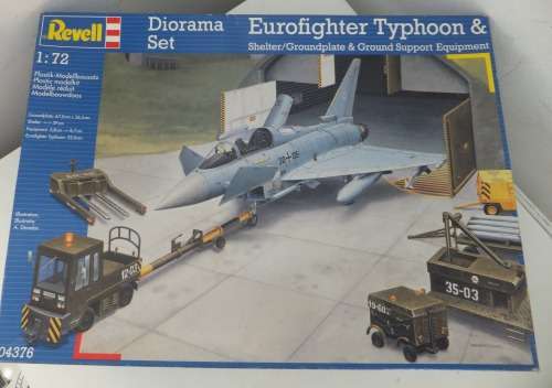 Eurofighter Typhoon and Shelter/Groundplate and Equipment..Revell-Parts still Sealed.