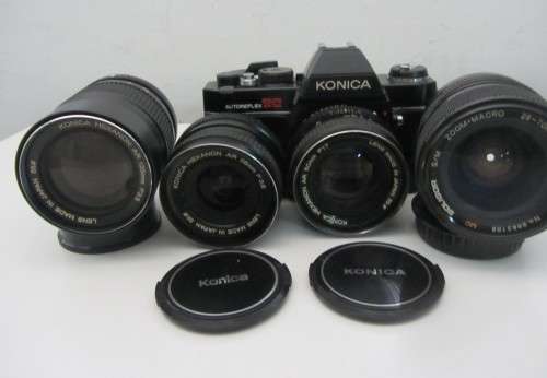 **Konica Autoflex TC** 35mm Camera..Including Three Konica Hexanon Lenses..Plus Soligor Zoom/Macro.
