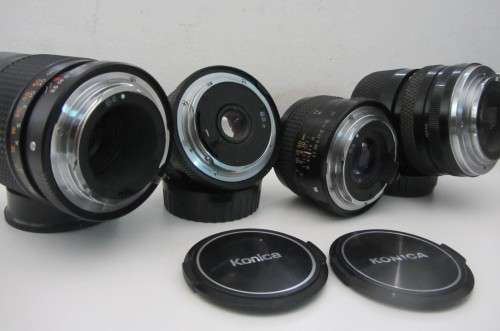 **Konica Autoflex TC** 35mm Camera..Including Three Konica Hexanon Lenses..Plus Soligor Zoom/Macro.