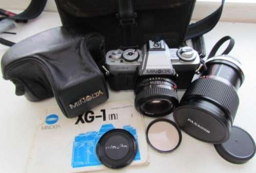 **Minolta XG-1**Minolta MD 50mm 1:2 Lens Plus Panagor PMC Auto Zoom f=3.5 100mm Lens.