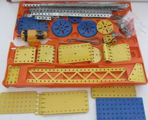 Meccano-Combo-As per Photos-Not Original Parts For Holder-Motor Not Tested.-Parts-Age Wear