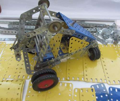 Meccano-Combo-As per Photos-Not Original Parts For Holder-Motor Not Tested.-Parts-Age Wear