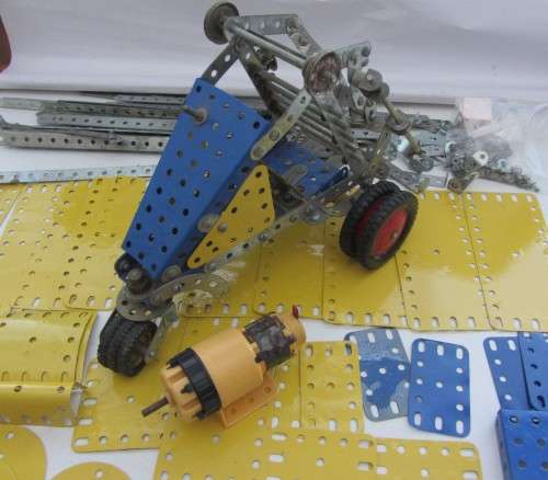 Meccano-Combo-As per Photos-Not Original Parts For Holder-Motor Not Tested.-Parts-Age Wear
