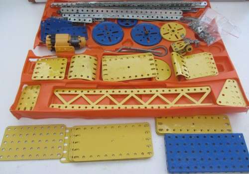 Meccano-Combo-As per Photos-Not Original Parts For Holder-Motor Not Tested.-Parts-Age Wear