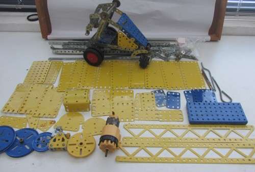 Meccano-Combo-As per Photos-Not Original Parts For Holder-Motor Not Tested.-Parts-Age Wear