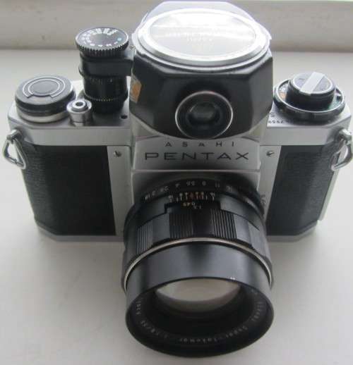 Pentax SV 35mm Camera-Super Takumar f1.8/55mm Lens(clean) Incl Top Mount Pentax Meter and Hoya Filt.