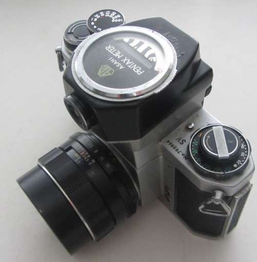 Pentax SV 35mm Camera-Super Takumar f1.8/55mm Lens(clean) Incl Top Mount Pentax Meter and Hoya Filt.