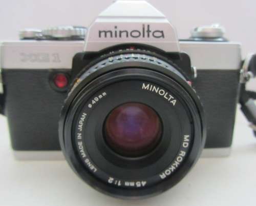 Minolta XG-1 S.L.R. Camera-Minolta MD 45mm 1:2 Lens(clean) Working-Looking in very Good Condition.