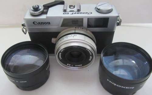 Camon Canonet 28 35mm Rangefinder Camera 40mm 1:2.8 Canon Lens Plus Hiroxer Tele Distance+Wide Angle