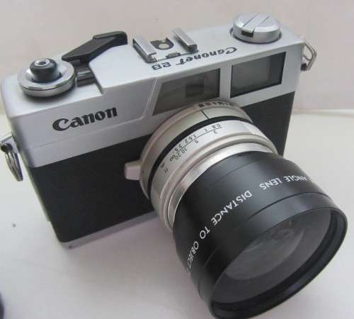 Camon Canonet 28 35mm Rangefinder Camera 40mm 1:2.8 Canon Lens Plus Hiroxer Tele Distance+Wide Angle