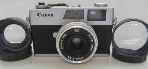 Camon Canonet 28 35mm Rangefinder Camera 40mm 1:2.8 Canon Lens Plus Hiroxer Tele Distance+Wide Angle