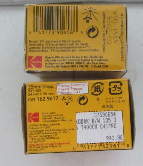 Kodak Professional BW 400 CN Films-Two 1x 24exp 1x 36exp-Outdated-Sealed.