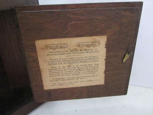 Mantel Clock-Oak Cased-26cm Long/12.5cm Wide/22cm High. With Pendulum-No Key-Not Tested