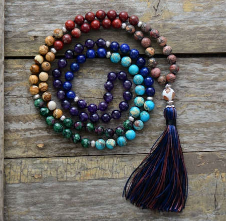 8mm 108 Knotted Chakra Meditation Mala